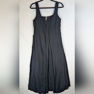Anthropologie Black Sleeveless Button-Front Maxi  Sleveless Blouse Linen/Viscose